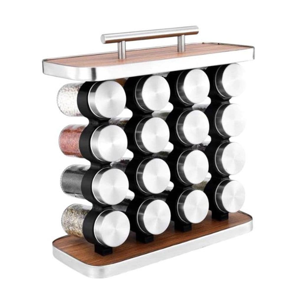 Conjunto 16 Potes de Condimentos Tempero Vidro 80ml - Inox Porta Temperos Organizado