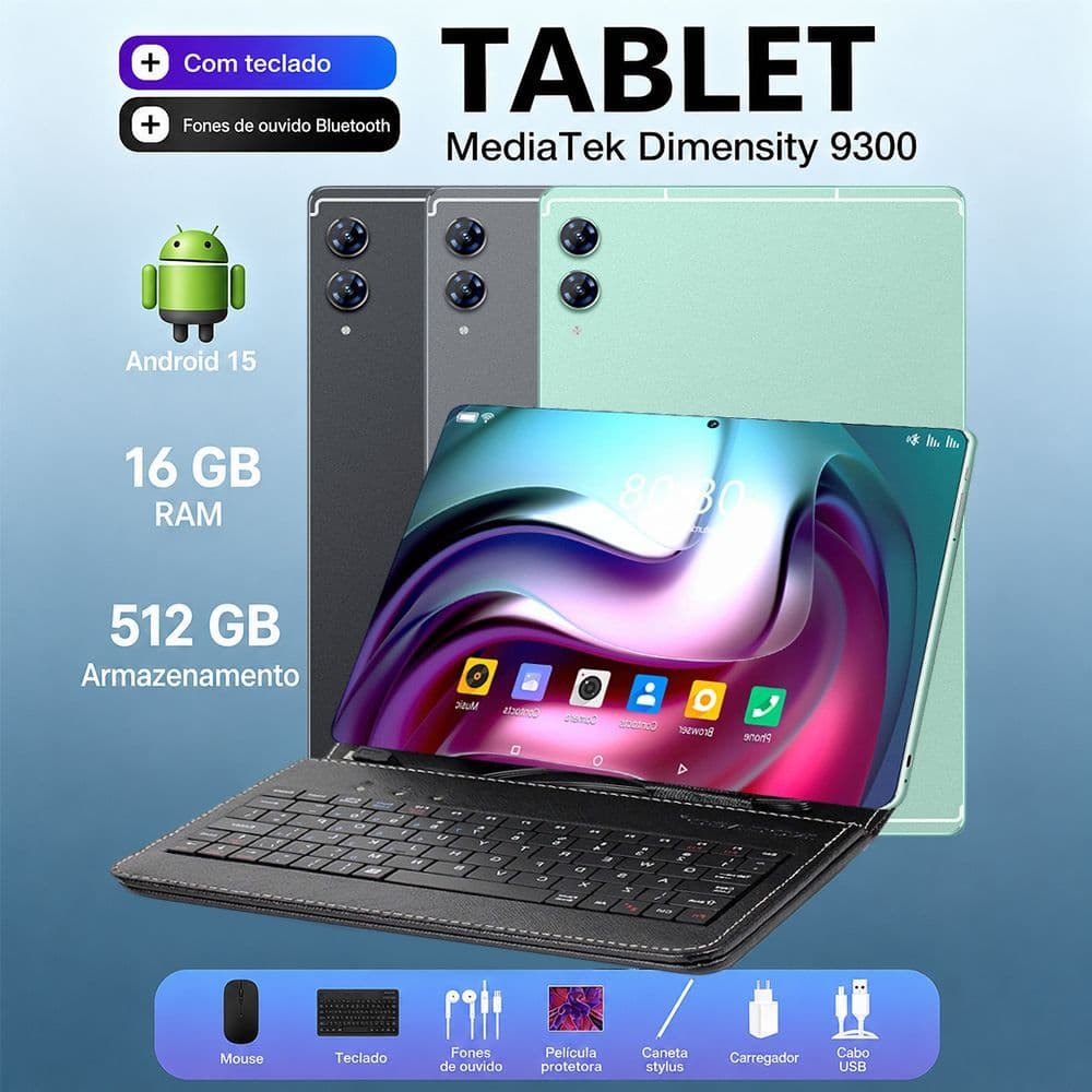 Tablet ZEENO S13 Ultra | 16GB RAM 512GB | Tela HD 11.6" | Android 15 | 5G | Teclado e Mouse Grátis