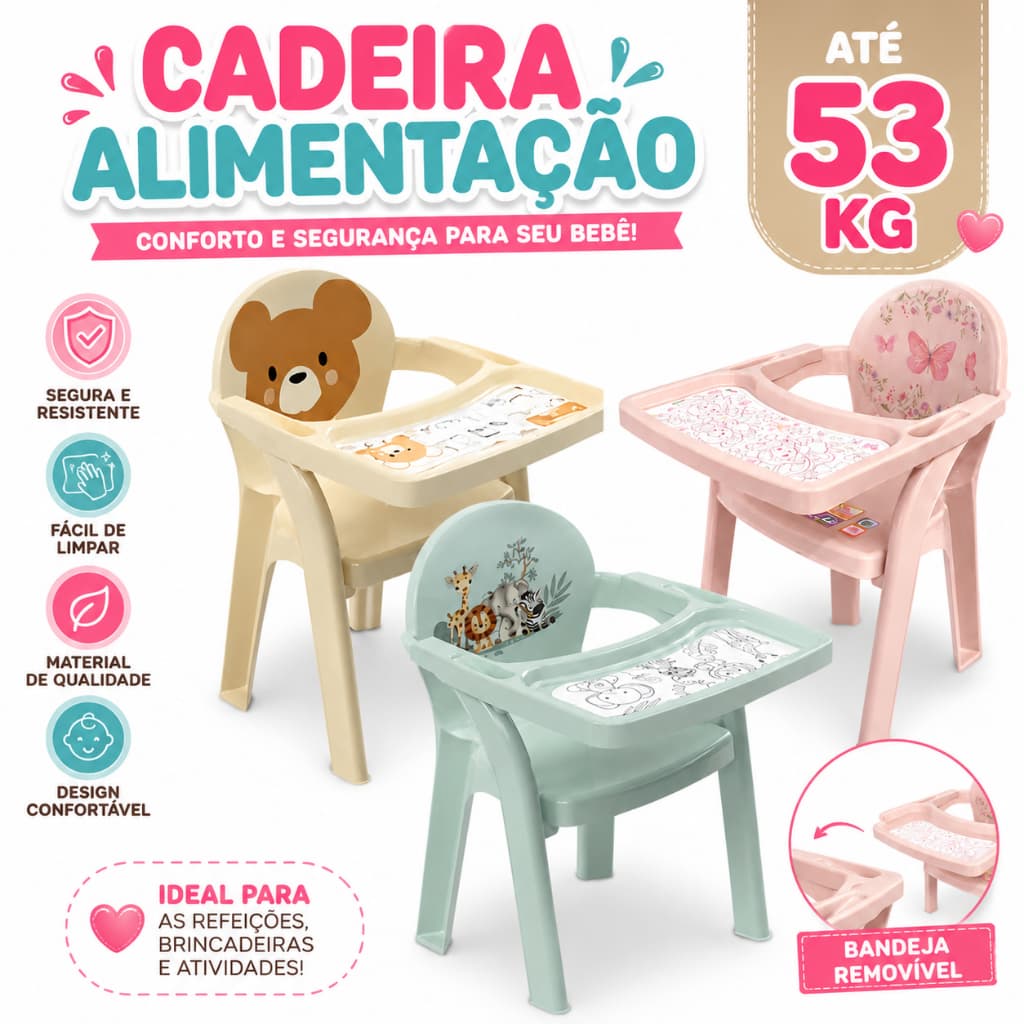 Cadeirinha para Refeição Poltrona Infantil  Bandeja Urso Plasutil Excelente Para Refeição Infantil