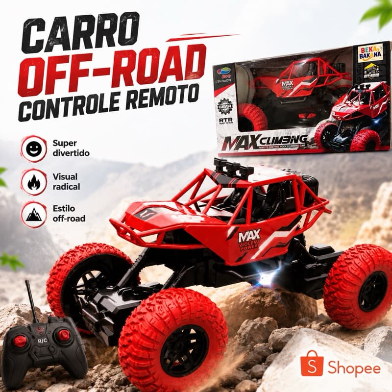 Carrinho de Controle Remoto 4x4 Off-Road com Giro 360°