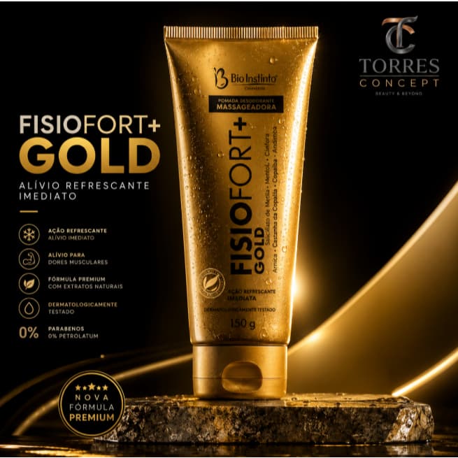 Pomada Massageadora Fisiofort+ Gold Bio Instinto 150g Alívio Dores Musculares Cansaço Promoção