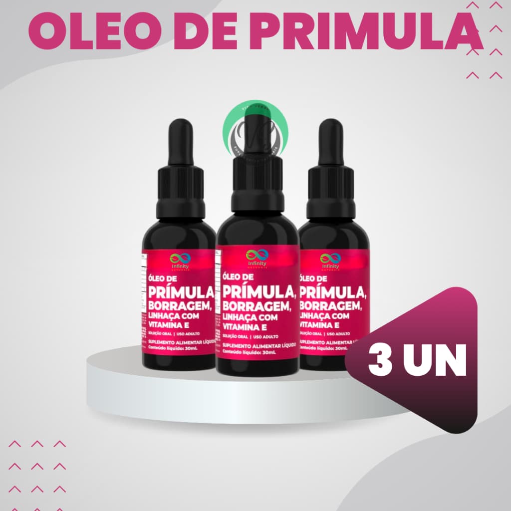 Super Oferta Oleo de Primula Barragem e Linhaca com Vitamina E Original 30ML