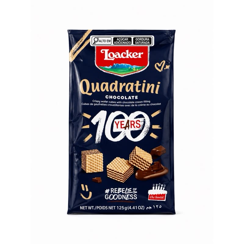 Biscoito Wafer Loacker Quadratini Chocolate 125g Importado Recheado Crocante Original