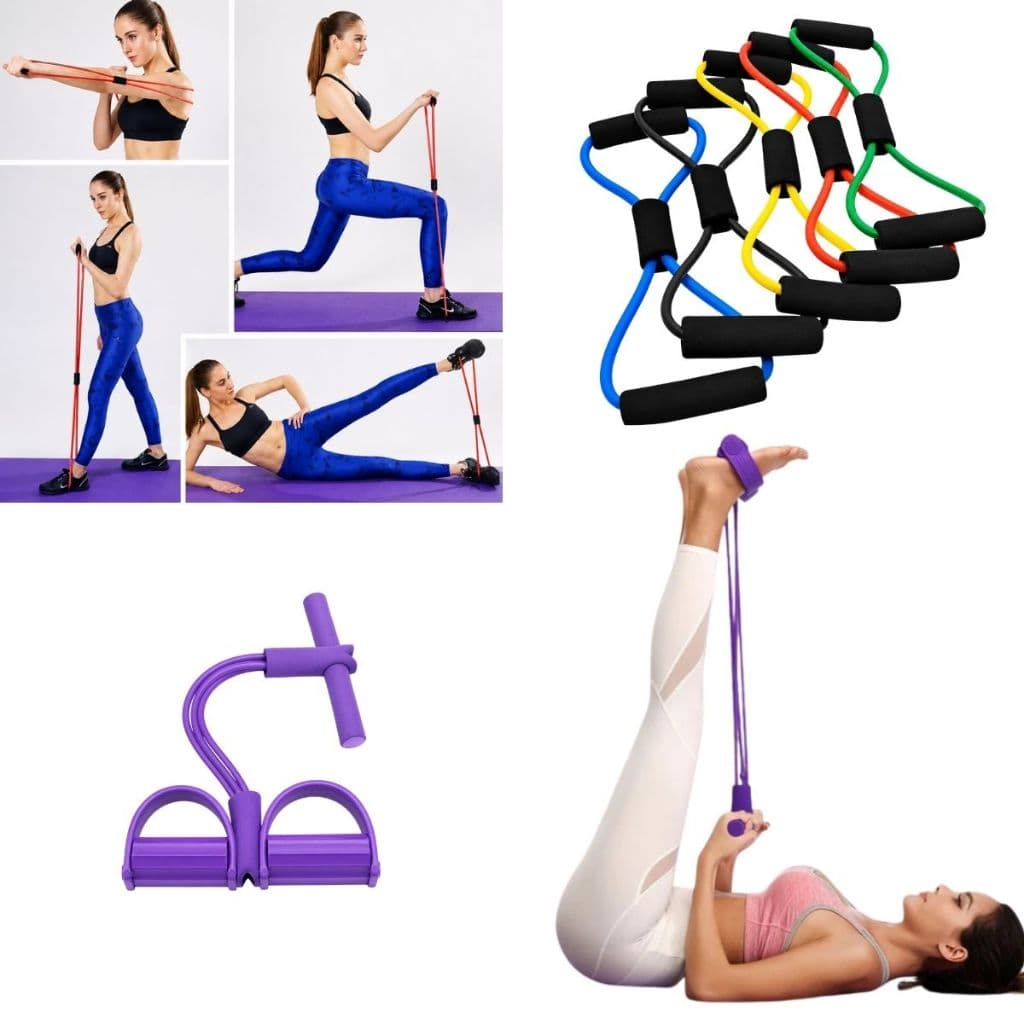 02 Elásticos Kit Multifuncional Exercícios Faixas Elástica Treino Musculação Pilates Yoga DuFit