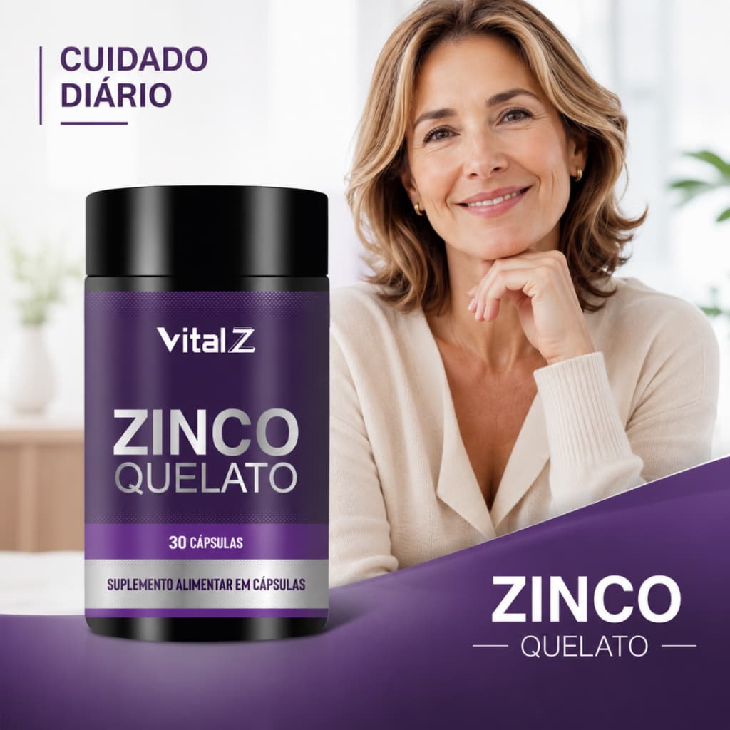 Zinco Quelato Vital Z (Bisglicinato de Zinco) -  Alta Absorção e Suporte à Imunidade