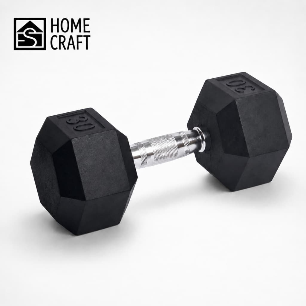 Halter Sextavado Emborrachado 10kg 15kg 20kg 25kg 30kg Peso para Musculação Academia Fitness Crossfit Treino em Casa Ant