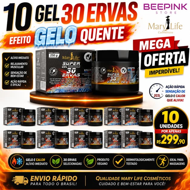KIT 10 UNID DE SUPER GEL 30 ERVAS  250G