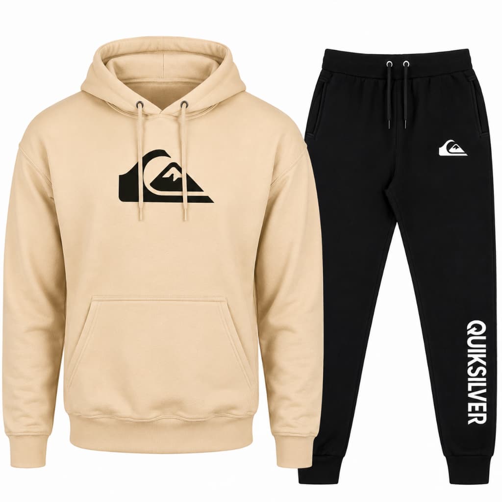 Conjunto Moletom Quiksilver Novidade Canguru Estiloso Casual Com Capuz E Bolso