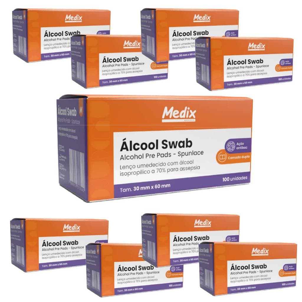 Alcool Swab Isopropílico 70% Medix Kit com 10 Caixas