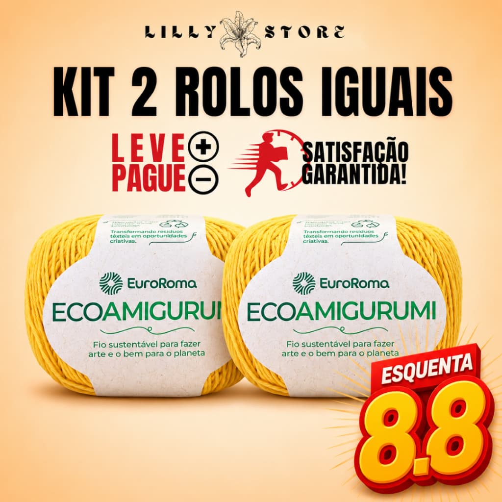 PROMOÇÃO! Fio Amigurumi  KIT 2 ROLOS IGUAIS EuroRoma Tex516 254m Croche Artesanato - ENVIO RAPIDO