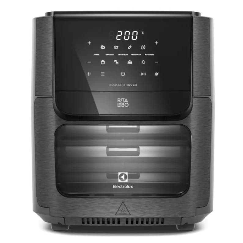 Electrolux Air Fryer Forno 5 em 1 com 12L capacidade 1700W Digital Espeto Giratório 2 Bandejas Antiaderentes 10 funções