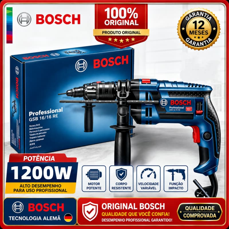 Furadeira de Impacto Bosch GSB 16R 1200W  127V/220V furadeira parafusadeira Profissional Original