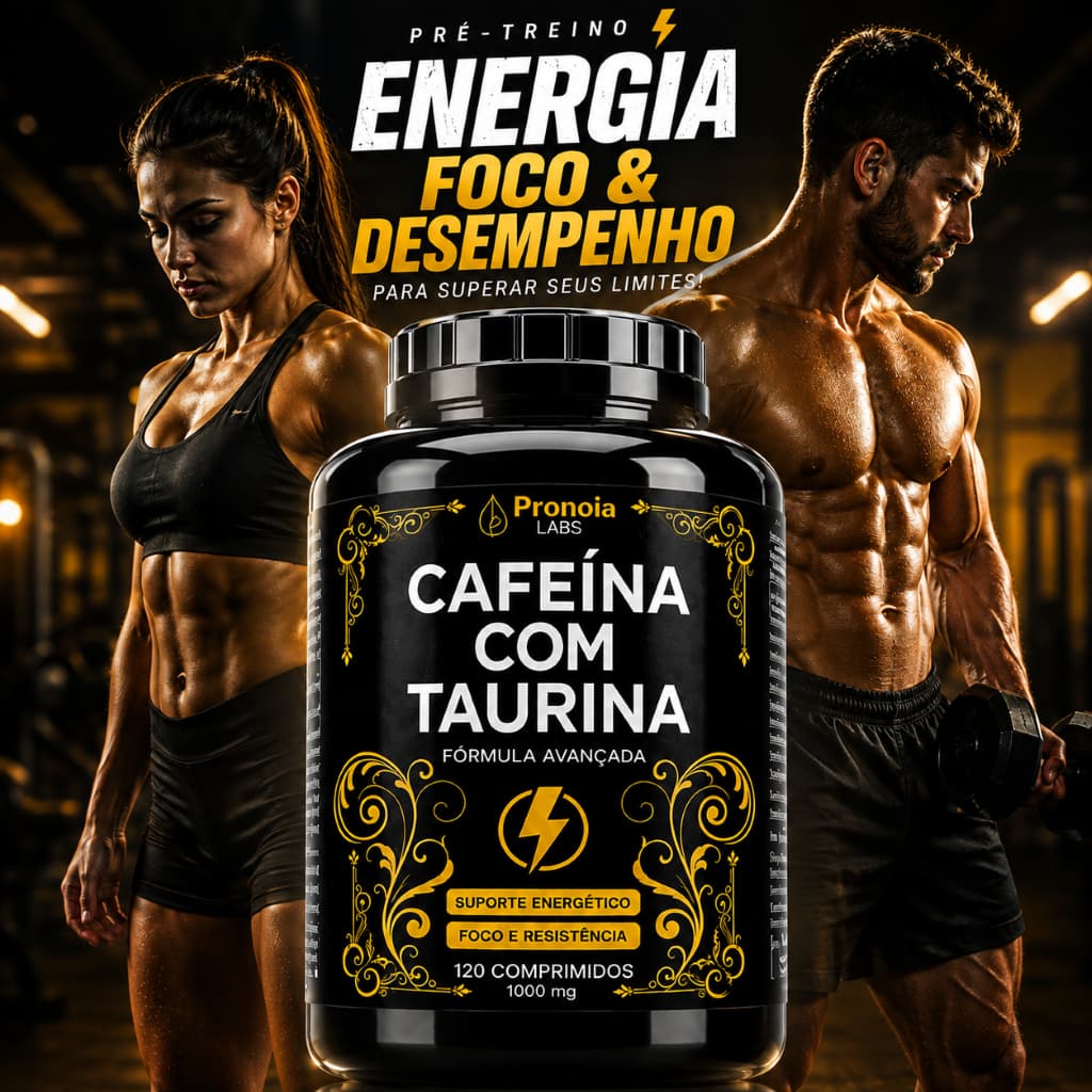 Cafeína com Taurina 120 Comprimidos | Pré-Treino Energia Foco Disposição