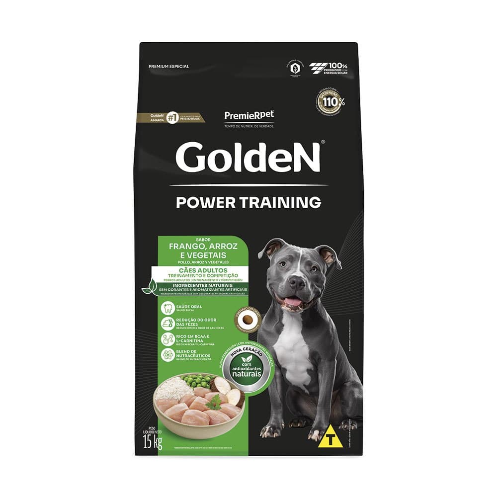 Ração Golden Power Training  Cães Adultos Frango E Arroz 15Kg
