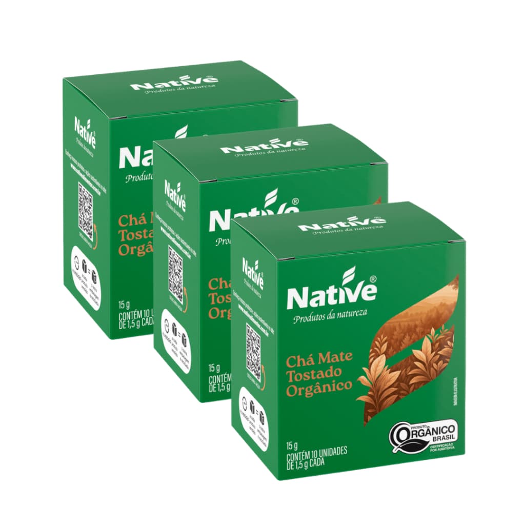 Kit 3 Chá Mate Tostado Orgânico Native Com 10 Sachês 15g