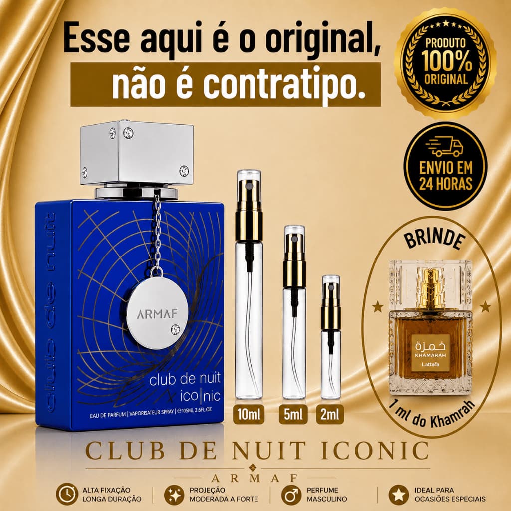 Club de nuit Iconic Perfume Árabe Masculino - 100% ORIGINAL - Importado -Alta Fixação -Alta Projeção- Cítrico/Amadeirado