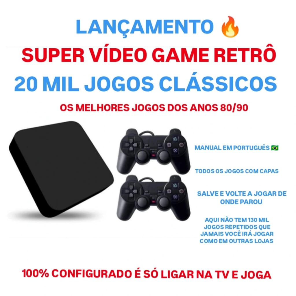 Super Game Retro Box 20 Mil |Jogos + 2 Controles Video Game Retrô