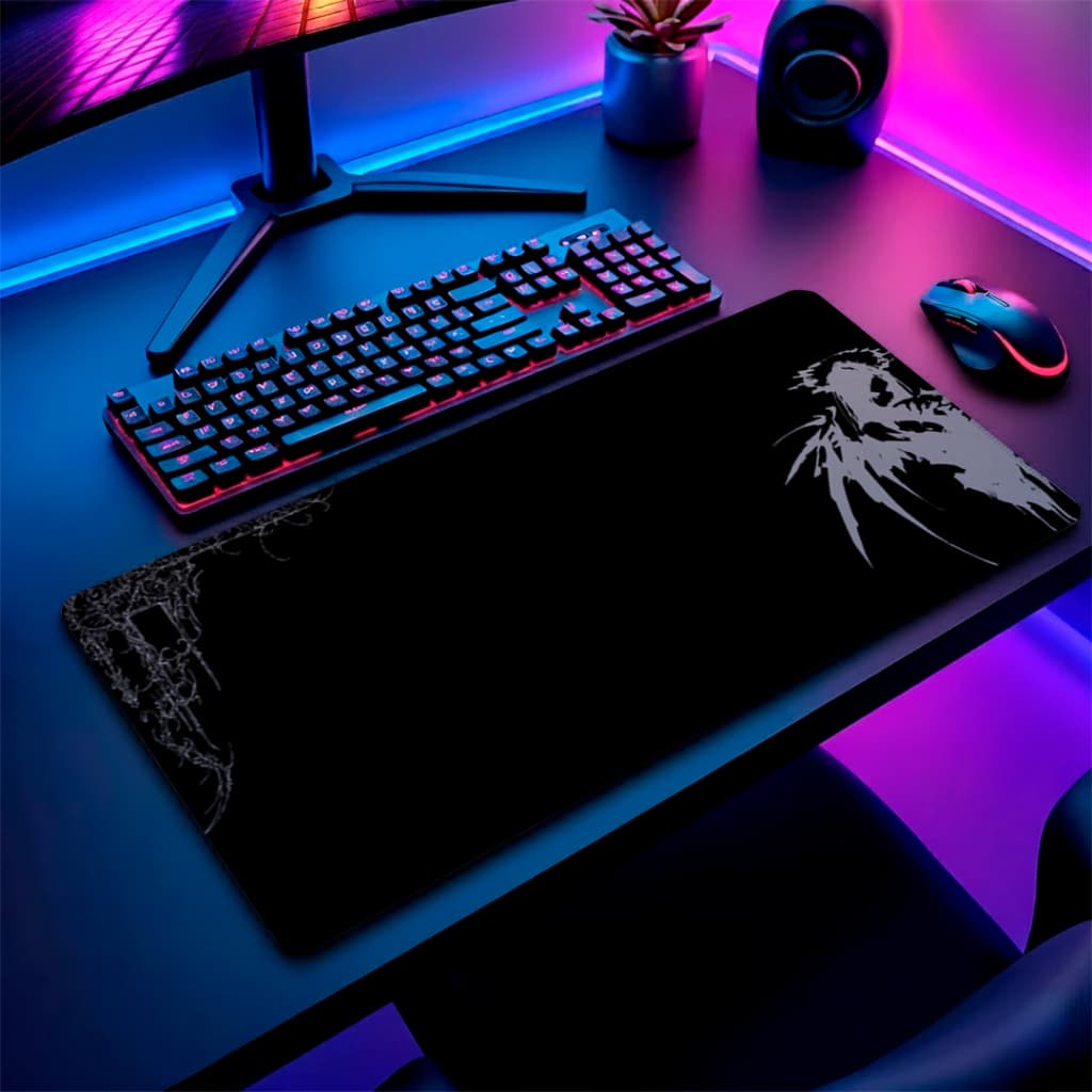 Mouse Pad Gamer Extra Grande Estampa Exclusiva Antiderrapante Borda Costurada Deskpad Profissional Notebook Varios Taman