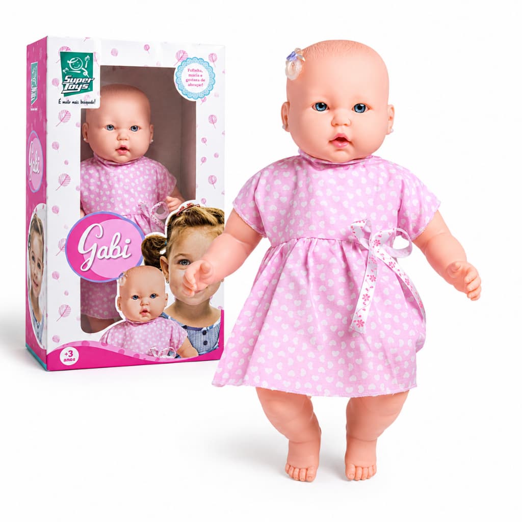Boneca Grande Gabi Realista 53cm Infantil Criança Menina Super Realista De Viníl Com Vestido Articulada Bebê Reborn