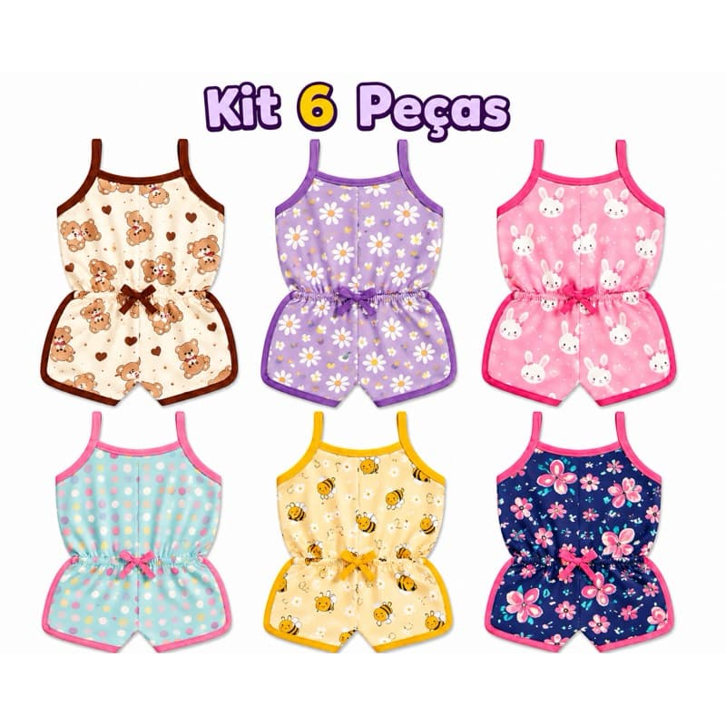 6 macacão  bebê menina kit roupa de menina macaquinho infantil