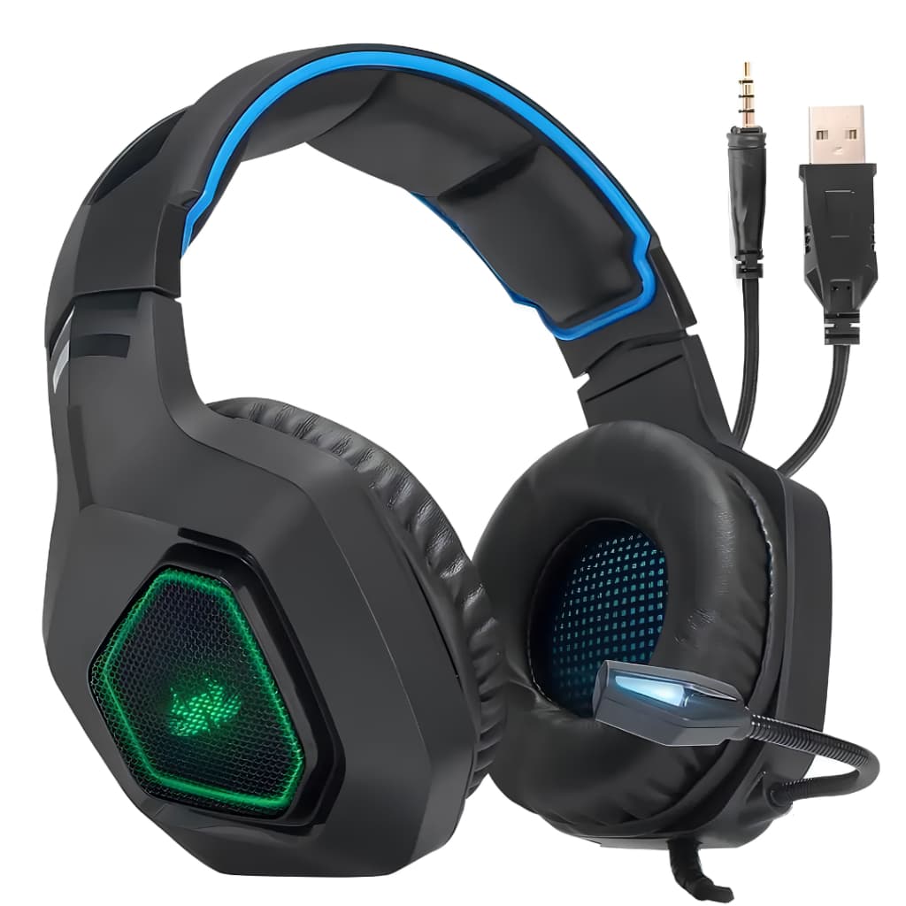 Fone Gamer Headset RGB 7 Cores 50mm Super Bass Microfone Mute P2 USB Para PC Notebook Celular KNUP