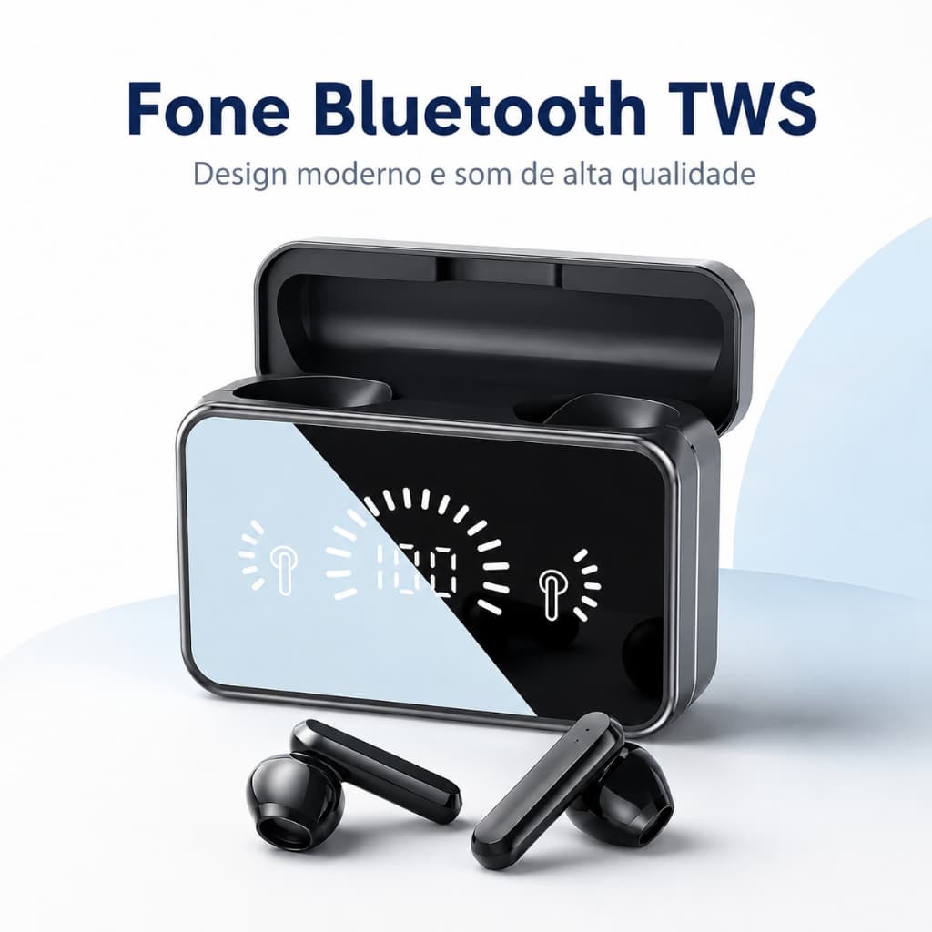 Fone de Ouvido Bluetooth S20 TWS Sem Fio Intra-Auricular Estéreo com Microfone Resistente à Água