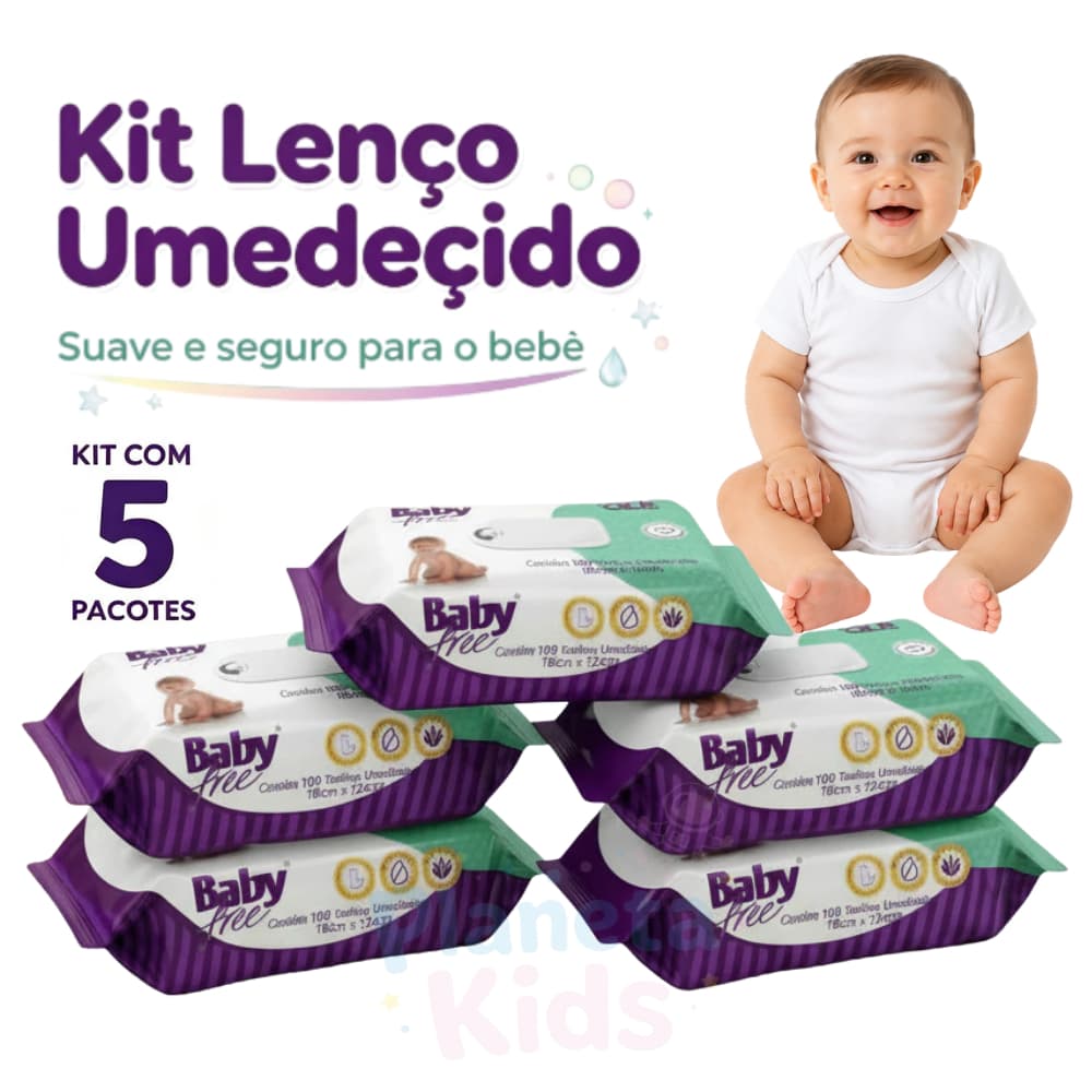 Lenço Umedecido Bebê Kit 5 Pacotes Toalhas Umedecidas Baby