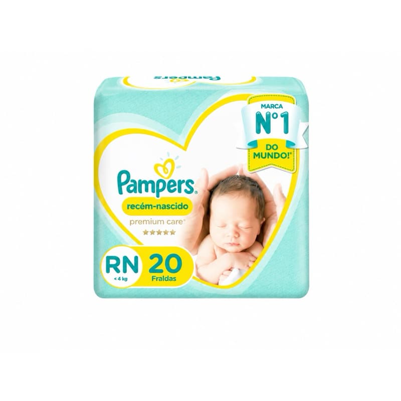 Fraldas Descartáveis Pampers Premium Care Recém-Nascido - Cobertura Suave e Indicador de Umidade