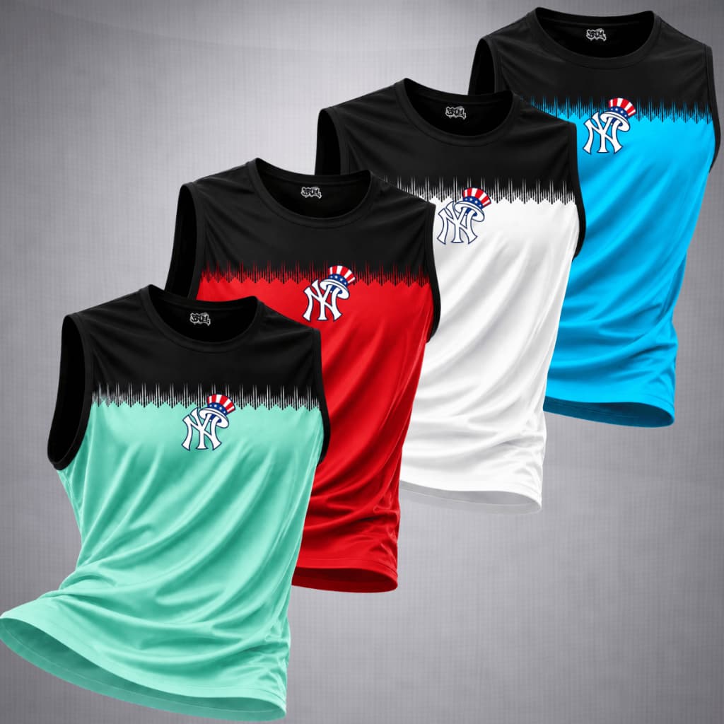 Kit 4 Regatas Dry Fit Masculina Academia Treino Corrida CrossFit Gym Musculação Caminhada