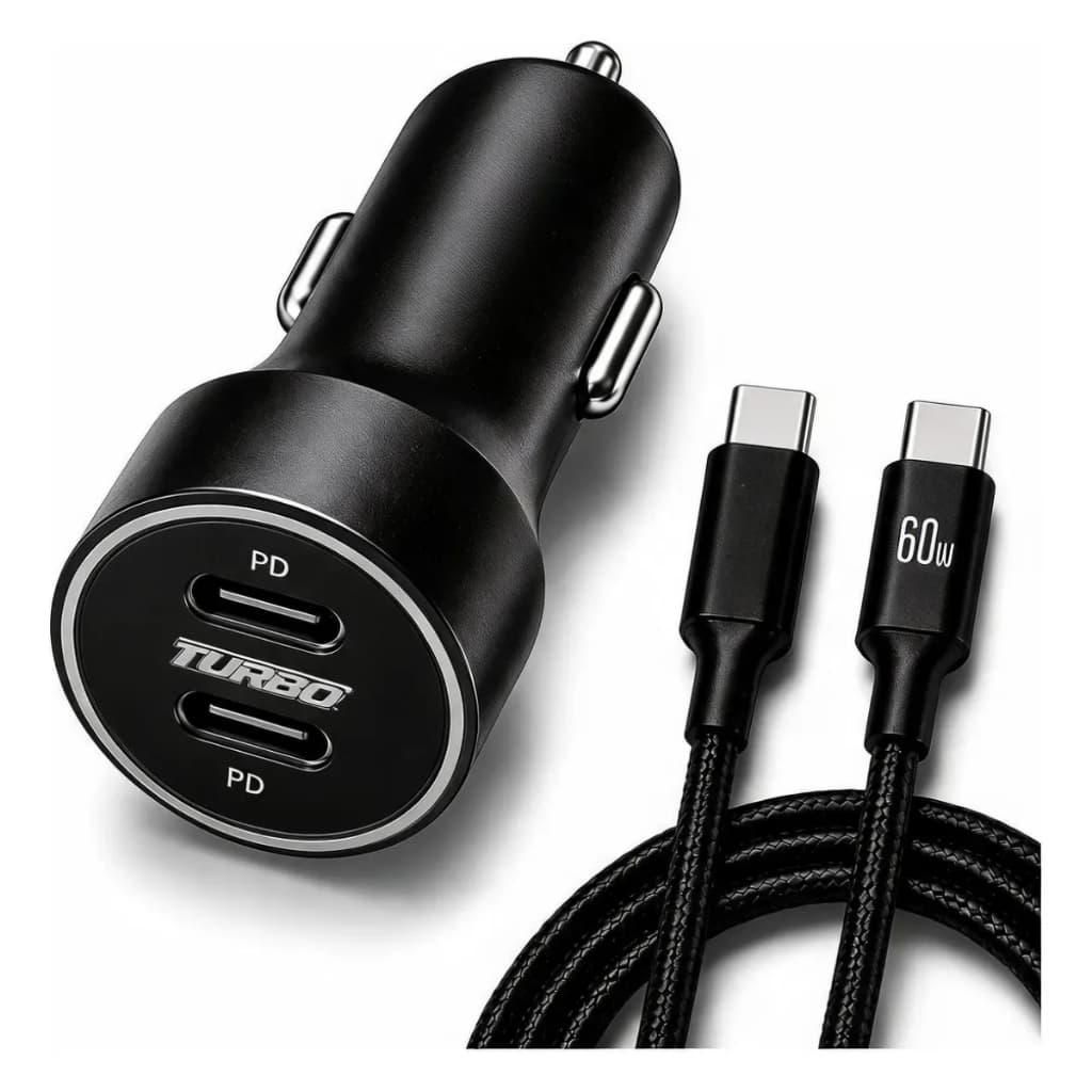 Carregador Veicular Turbo 60W com Cabo USB Tipo-C