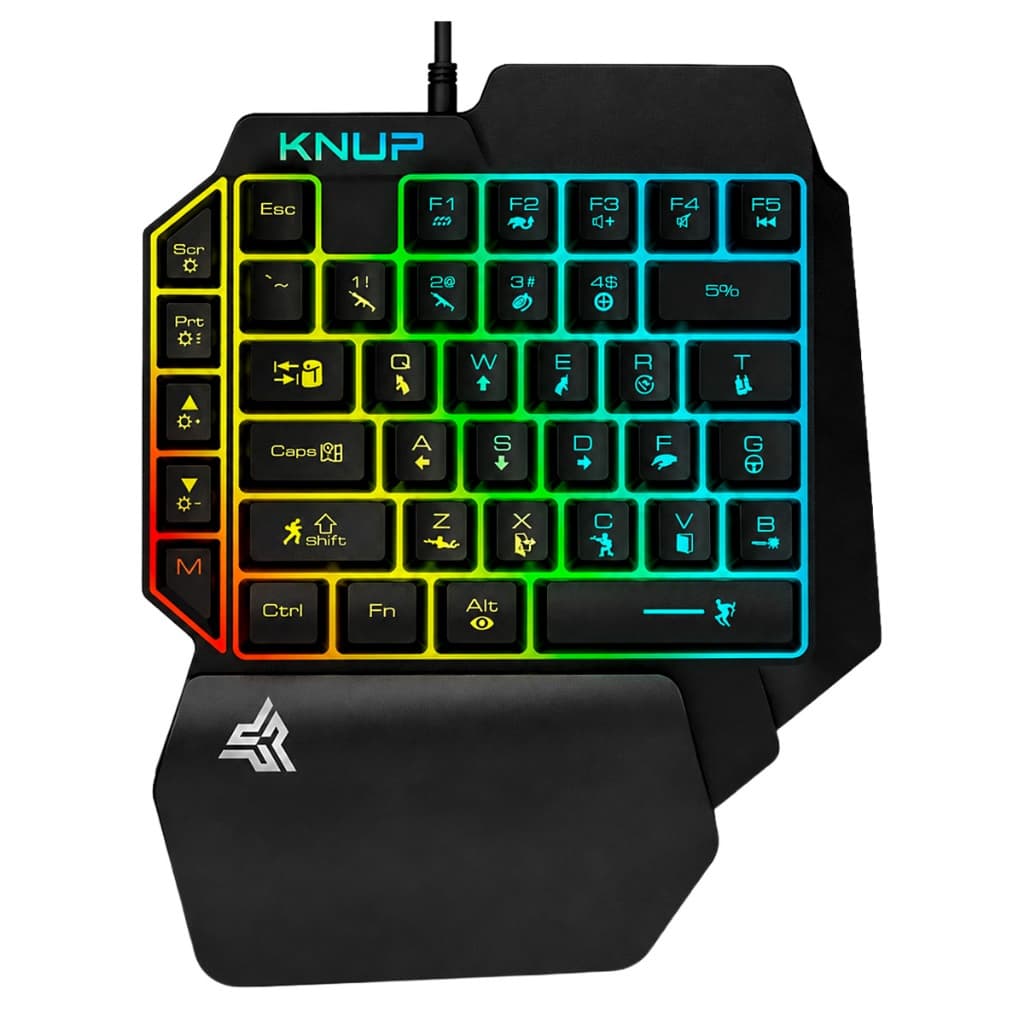 Teclado Gamer Uma Mão Knup Semi-Mecanico QWERTY Anti-Ghost