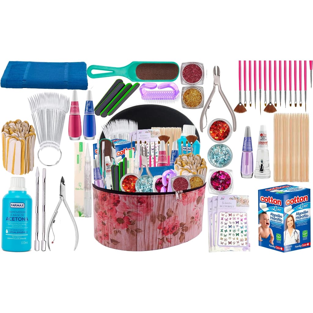 Kit Manicure Completo Profissional Ou Pessoal Nail Art Nail Design + Maleta Grande