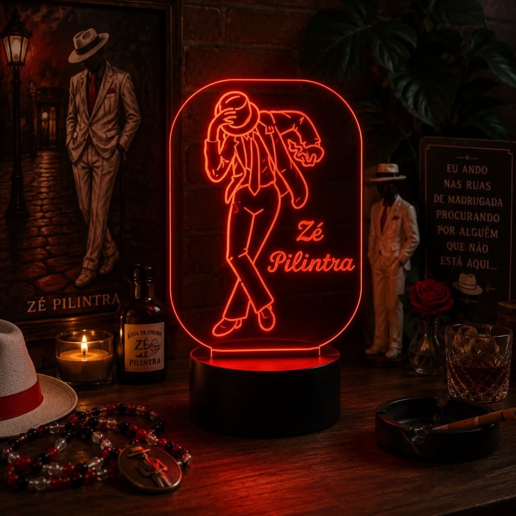 Luminária Led 3D Abajur | Ze Pilintra Umbanda Candomble Presente Criativo Decoração Multicores
