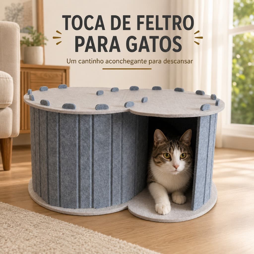 Casinha para Gato Dormir Toca Feltro Aconchegante resistente e seguro Grande