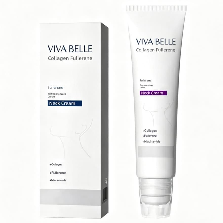 Viva Belle Creme Firmador Pescogo c/ 5 Rolos Colágeno Ácido Hialurônico e Vitamina E Reduz Rugas e Papada Alivia Inchaço