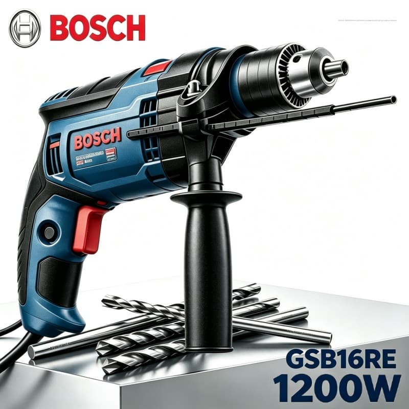 2. Bosch GSB 16 RE Furadeira de Impacto 1250W, mandril 1/2", ferramenta profissional robusta, inclusa caixa de papelão
