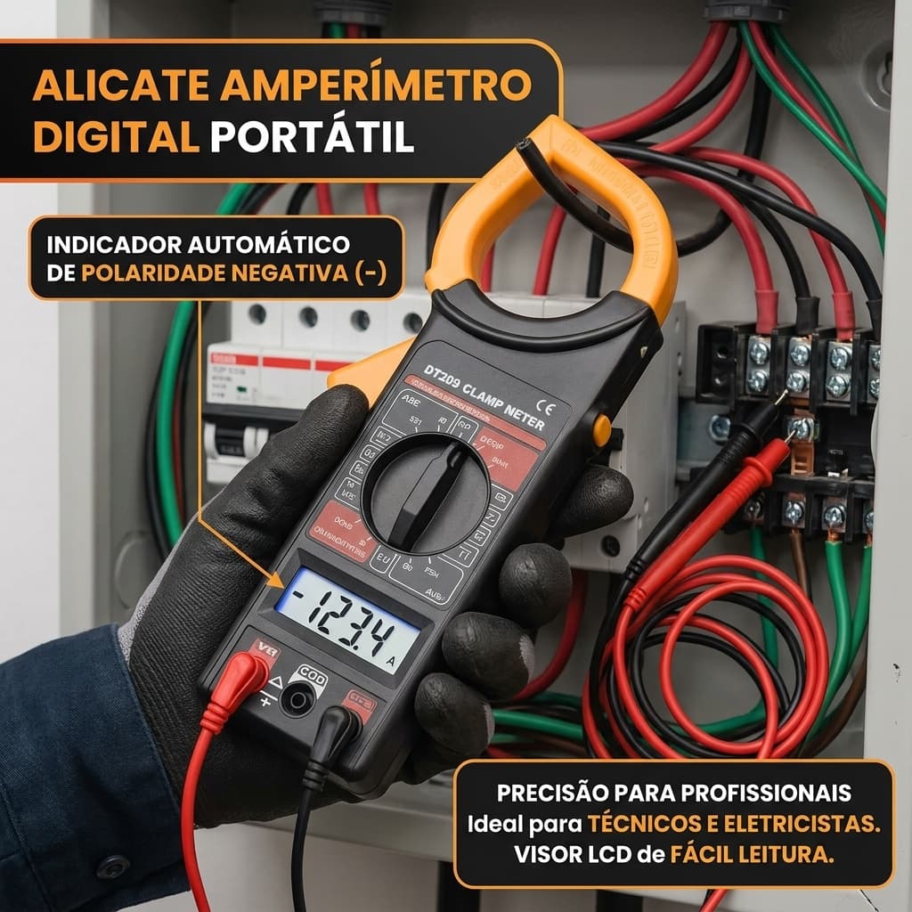 Alicate Amperímetro Digital Portátil Com Estojo de Proteção Multímetro Voltimetro