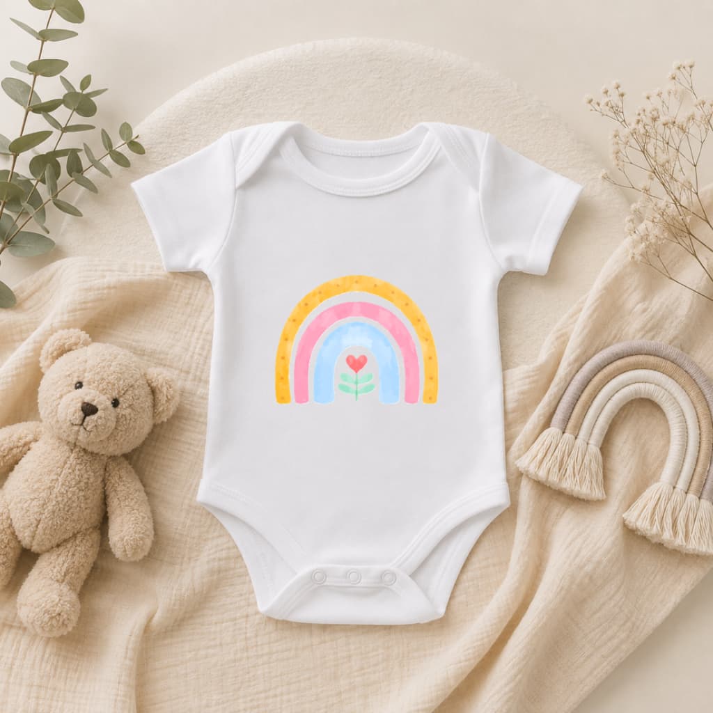Body Bebê Arco-Íris Fofo | Body Infantil Menina e Menino | Body Estampado Bebê | Roupa Infantil Unissex | Presente para