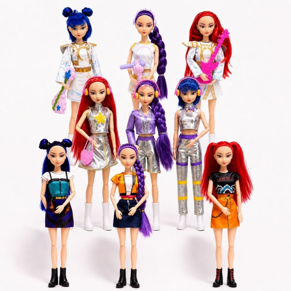 kit 3 Boneca K-Pop Musical Articulada 30Cm Com Acessórios Guerreiras Do K-Pop Mira Rumi Zoe