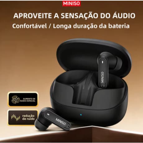 MINISO MS106 Fone de ouvido tws sem fio bluetooth fones longa vida útil da bateria esportes redução ruído confortável