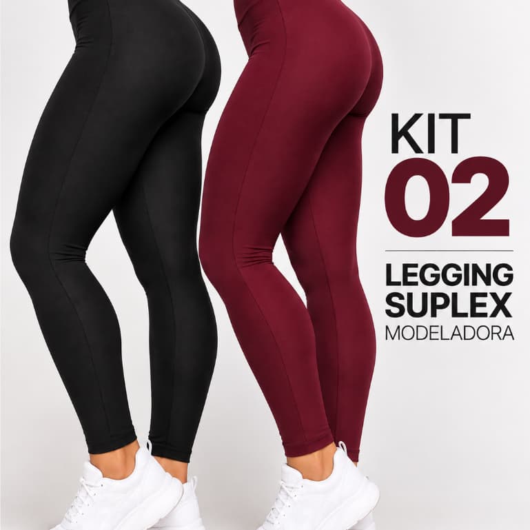 Kit 2 Calças Legging Feminina Suplex Fitness Academia Leg Modeladora Cintura Alta Nao Marca