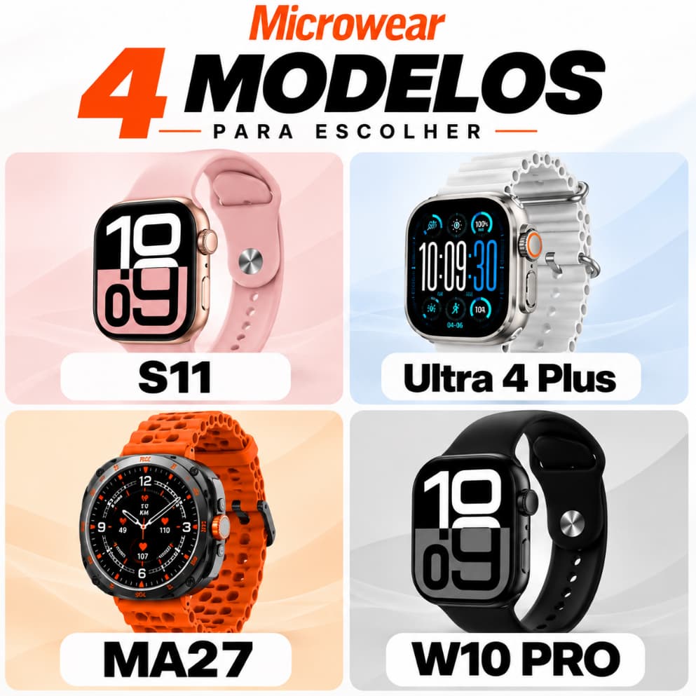 Smartwatch Microwear Relógio Inteligente Bluetooth WhatsApp NFC GPS S11 Ultra 4 Plus W10 Pro MA27