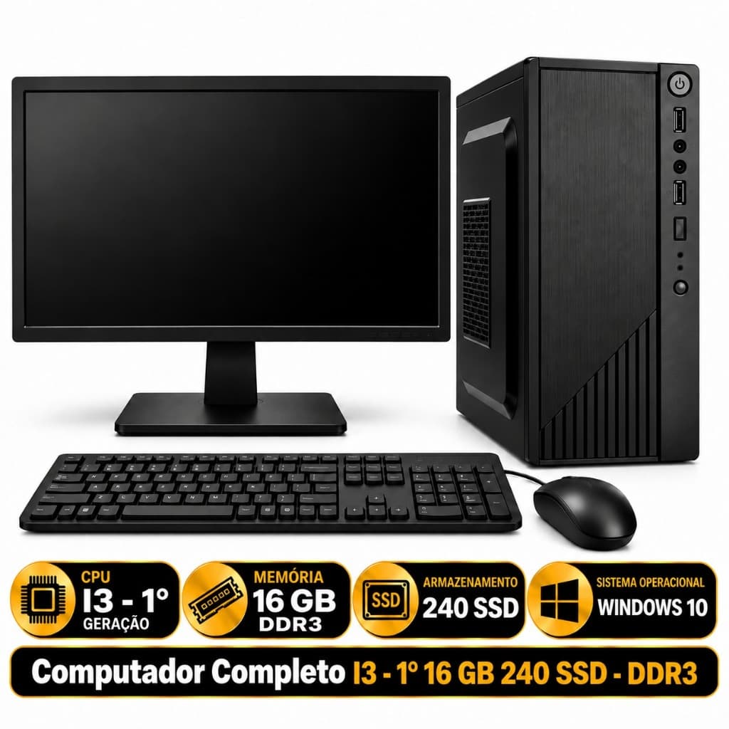 Computador Completo I3 - 1° 16 GB 240 SSD - DDR3