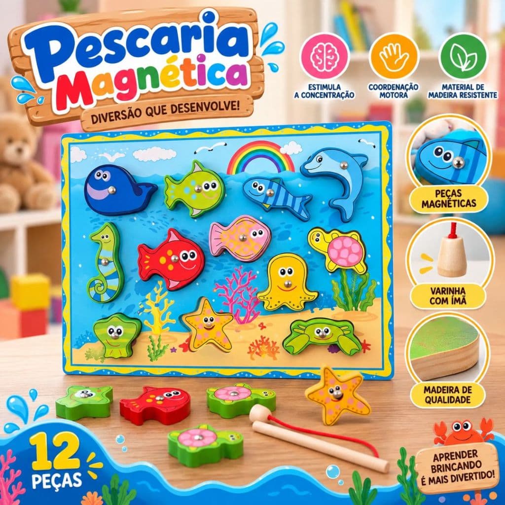 Brinquedo Educativo Pedagogico Pescaria Divertida Com Imã Toymix