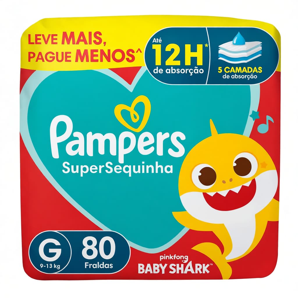 Fraldas Descartáveis Pampers SuperSequinha Tamanho G - 80 Unidades