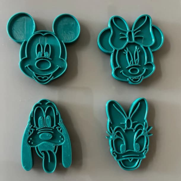 KIT Conjunto 4 cortador Peça Única Tema Mickey de Biscoito de massas massinha Forma Carimbo Modelar 3D