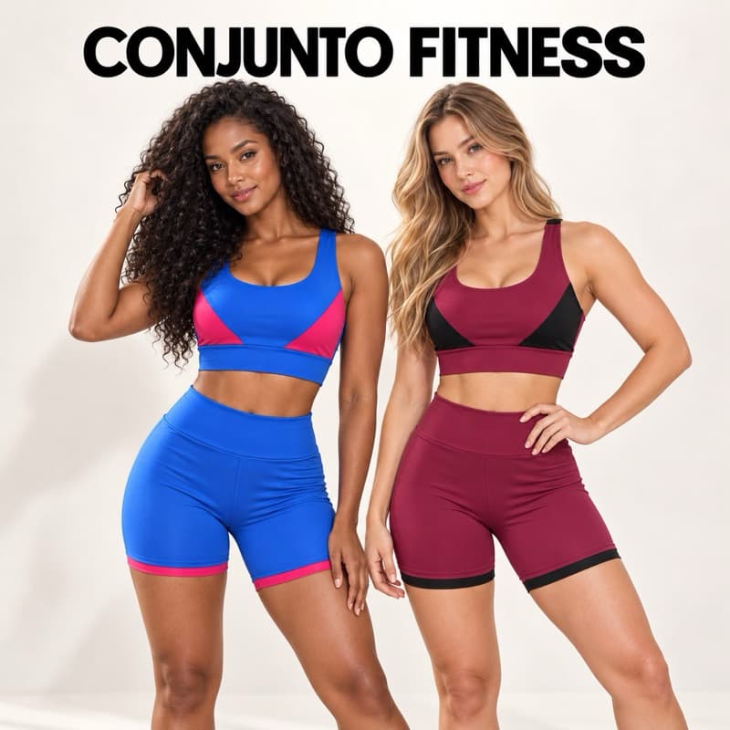 Conjunto Fitness Feminino Academia Top e Short Treino Moda Fitness Roupa Esportiva Feminina