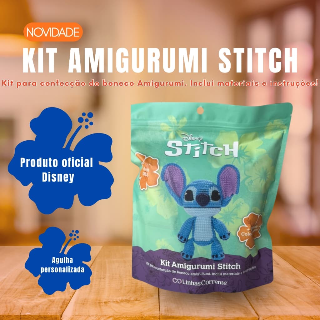 Kit Amigurumi Stitch -  Linhas Corrente - Disney - Licenciado - Colecionável - Crochê