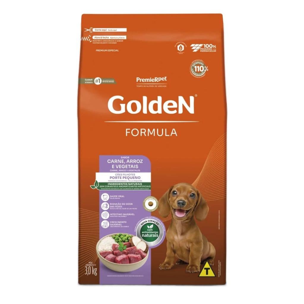Ração Para Cachorros Filhotes Formula Mini Bits Carne 3kg Golden