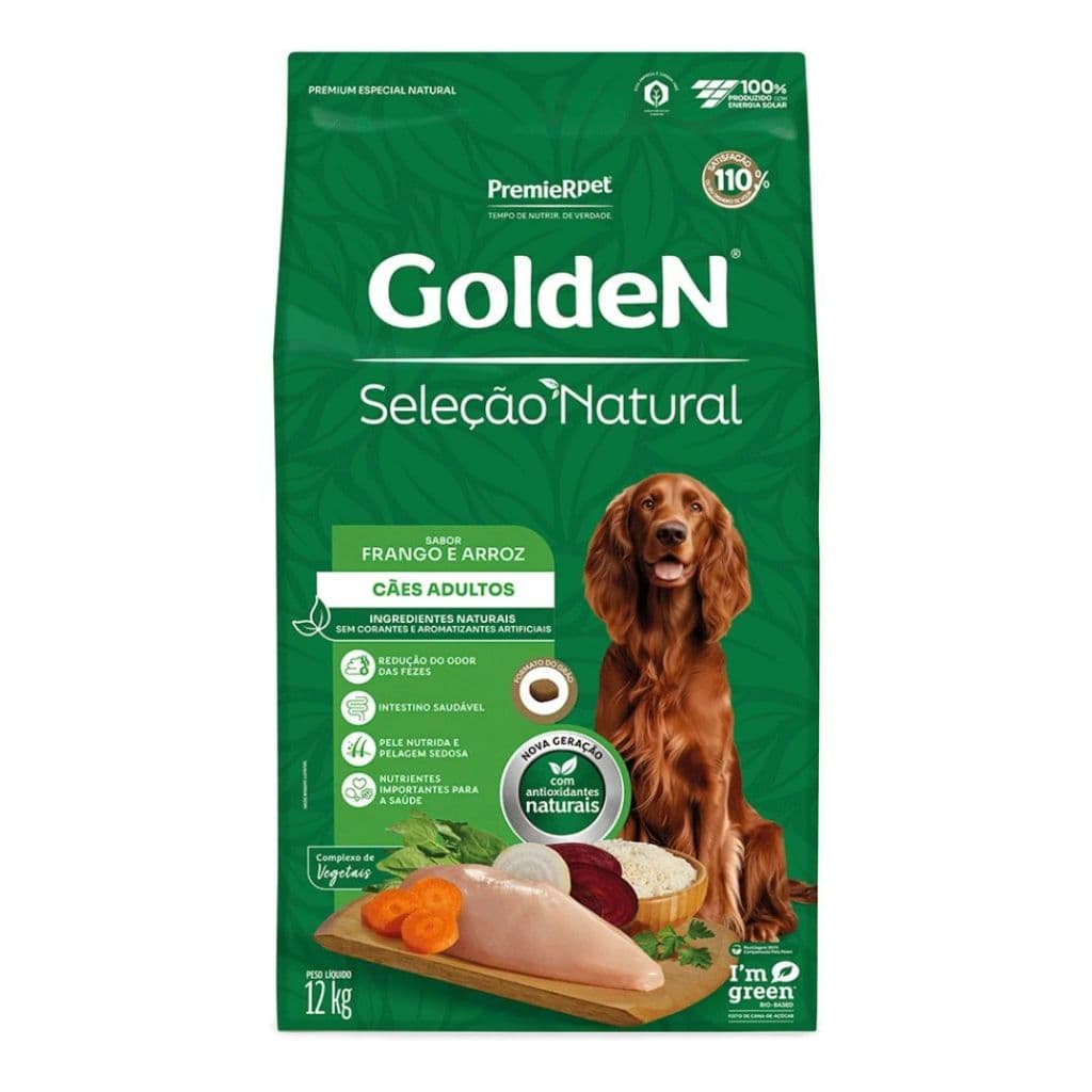 Ração Para Cachorros Adultos Seleção Natural Frango E Arroz 12kg Golden